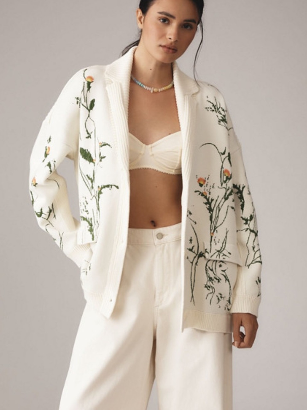 Anthropologie Floral Cardigan Sweater